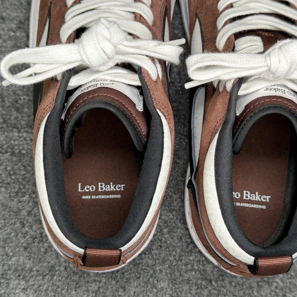 Nike SB React Leo Baker Sneakers Men's 13 Light Chocolate White Brown Skate Shoe